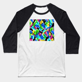 Bold Abstract Patches and Squiggles Baseball T-Shirt